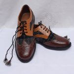 Tartan Ghillies Black/Gray Plaid With Brown/Tan Leather