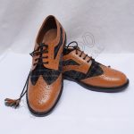 Hybrid Black Tartan Ghillies Brown Leather With PU Sole