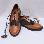 Hybrid Gray Tartan Ghillies Brown Leather With PU Sole Shoes