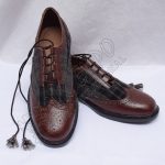 Hybrid Gray Tartan Ghillie Brogues With Chocolate Leather