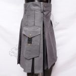 Hybrid Gray With Black Box Pleat Utility Kilt