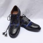 Scotland Heritage Tartan Ghillie Brogues Black Leather Shoes