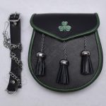 Black Leather Semi Dress Irish Shamrock Sporran