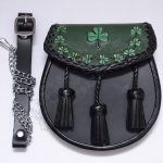 Irish Shamrock Embroidered Green Filled Sporran