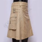Men Deluxe Khaki Utility Kilt