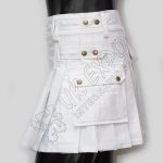Ladies Utility Kilt White Cotton