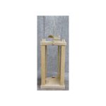 Oak Candle Wood Glass Lantern