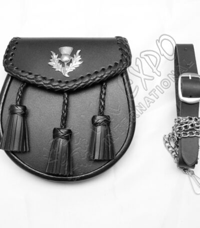 Black Edge Knotwork Chrome Thistle Sporran