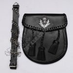 Knotwork Thistle Black Leather Day Wear Sporran