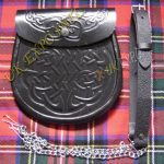 Luxury Engraved Black Leather Sporran