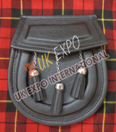 Black Padded Leather Smart Sporran
