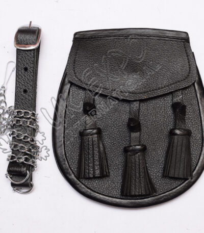Black Leather Chain Tassel Sporran