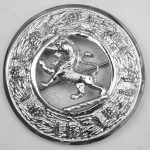 Lion Badge With Thistle Moulded Brooch