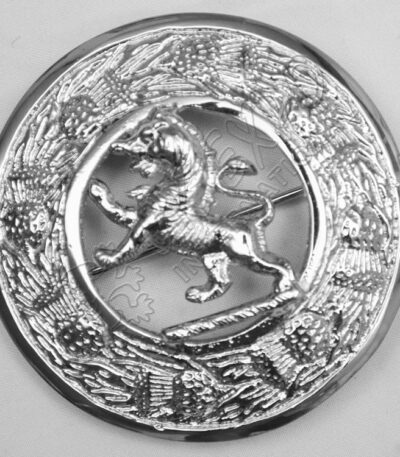 Lion Badge With Thistle Moulded Brooch
