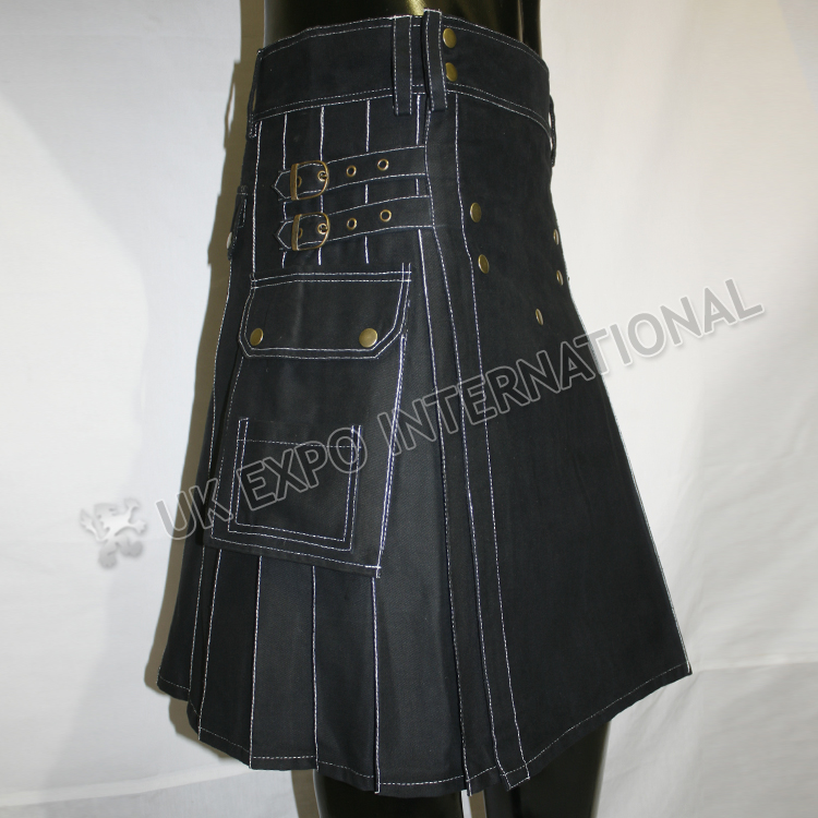 magic_black_with_white_out_thread_utility_kilts_brass_spans_m_4537.jpg White Thread Magic Black Utility Kilt