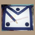 Masonic Bag White Leather NavyBlue Robbon 3 Rosetts
