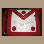 Masonic Bag White Leather Red Robbon 3 Rosetts