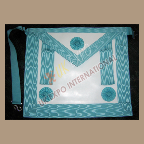 Masonic Bag White Leather Skyblue Color Ribbon 3 rosetts - Image 1