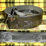 Masonic Embossed Black Leather Kilt Belt With Buckle Adjustment
