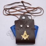 Medieval Blue & Brown Leather Masonic Coin Pouch