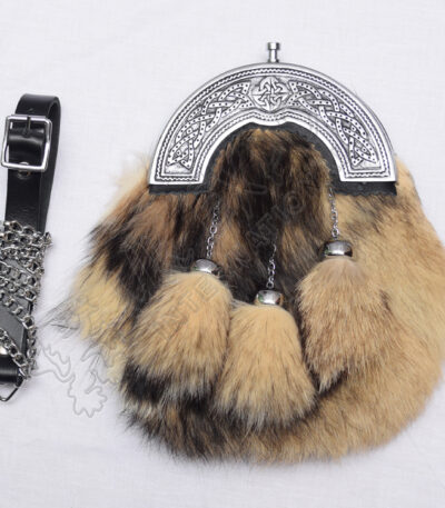 Scottish Fox Fur Celtic Sporran For Men