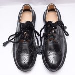 Men Traditional Celtic Black Leather Ghillie Brogues
