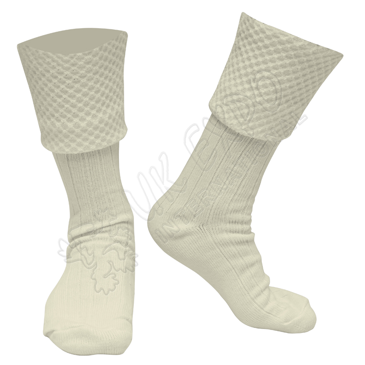 Men Cream Diamond Cuff Kilt Hose Socks