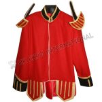 Red Military Piper Doublet Golden Braid With Black Trim