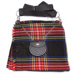 Modern Black Stewart Tartan Ladies Kilt Bag