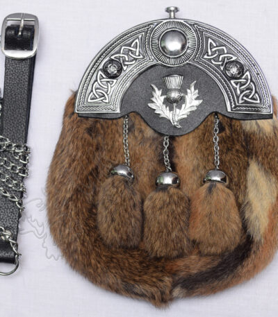 Full Dress Rabbit Fur Sporran With Thistle Badge
