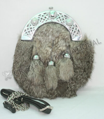 Multi Gray Color Rabbit Fur Full Dress Sporran