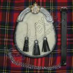 Harp of Elegance White Sheep Skin Zig Zag Leather Sporran