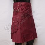 Round Pockets Maroon Color Utility Kilt