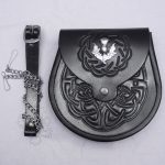 Thistle Celtic Black Leather Embossed Sporran