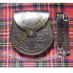 Celtic Double Embossed Black Leather Sporran