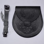 Celtic Double Embossed Black Leather Sporran