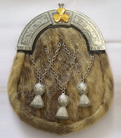 Gold Shamrock Seal Skin Kilt Sporran