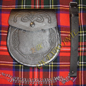 New Graint Leather Double Celtic Embossed Sporran