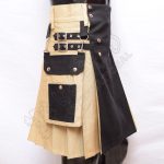 Khaki With Black Color Two Tone Hybrid Kilt