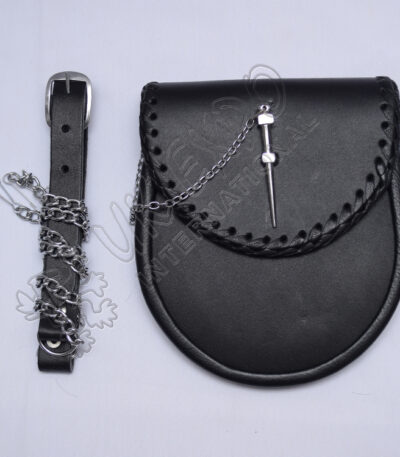 Hand Knot Black Leather Day Wear Sporran