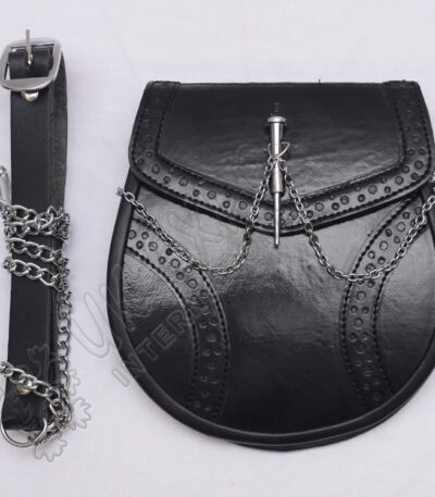 Pin Lock Chain Black Leather Day Wear Sporran