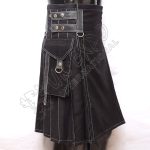 Heavy Duty Black Color With White Out Thread Utility Kilt