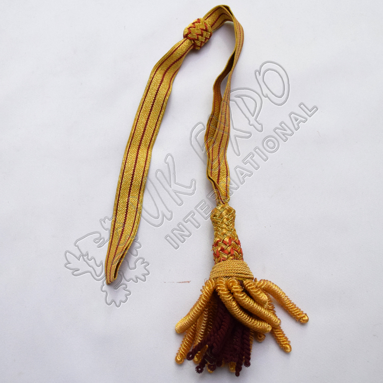Officer Sword Knot Dark Maroon Gold Bullion Fringes