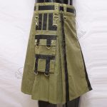 Olive Green Heavy Canvas Sports Casual Utility Kilt