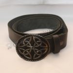 Oval Knot Kilt Buckle Black Color Filled Leather Belt