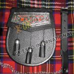 Celtic Emblem Black Leather Sporran