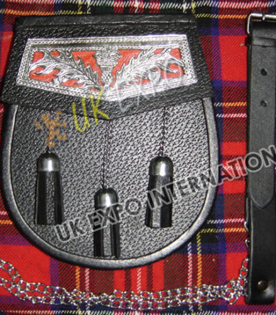 Scottish Bloom Grain Black Leather Sporran