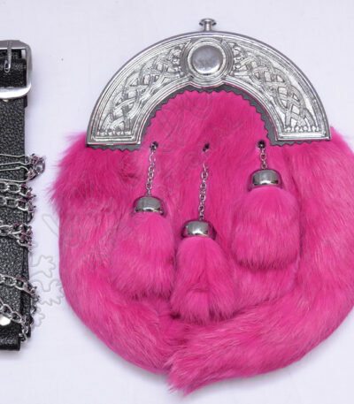 Pink Color Rabbit Fur Bright Celtic Sporran