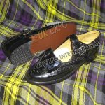 Celtic Buckle PVC Upper Scottish Kilt Shoes With Leather Sole