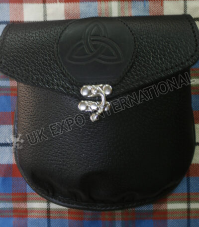 Black Celtic Embossed Leather Smart Sporran